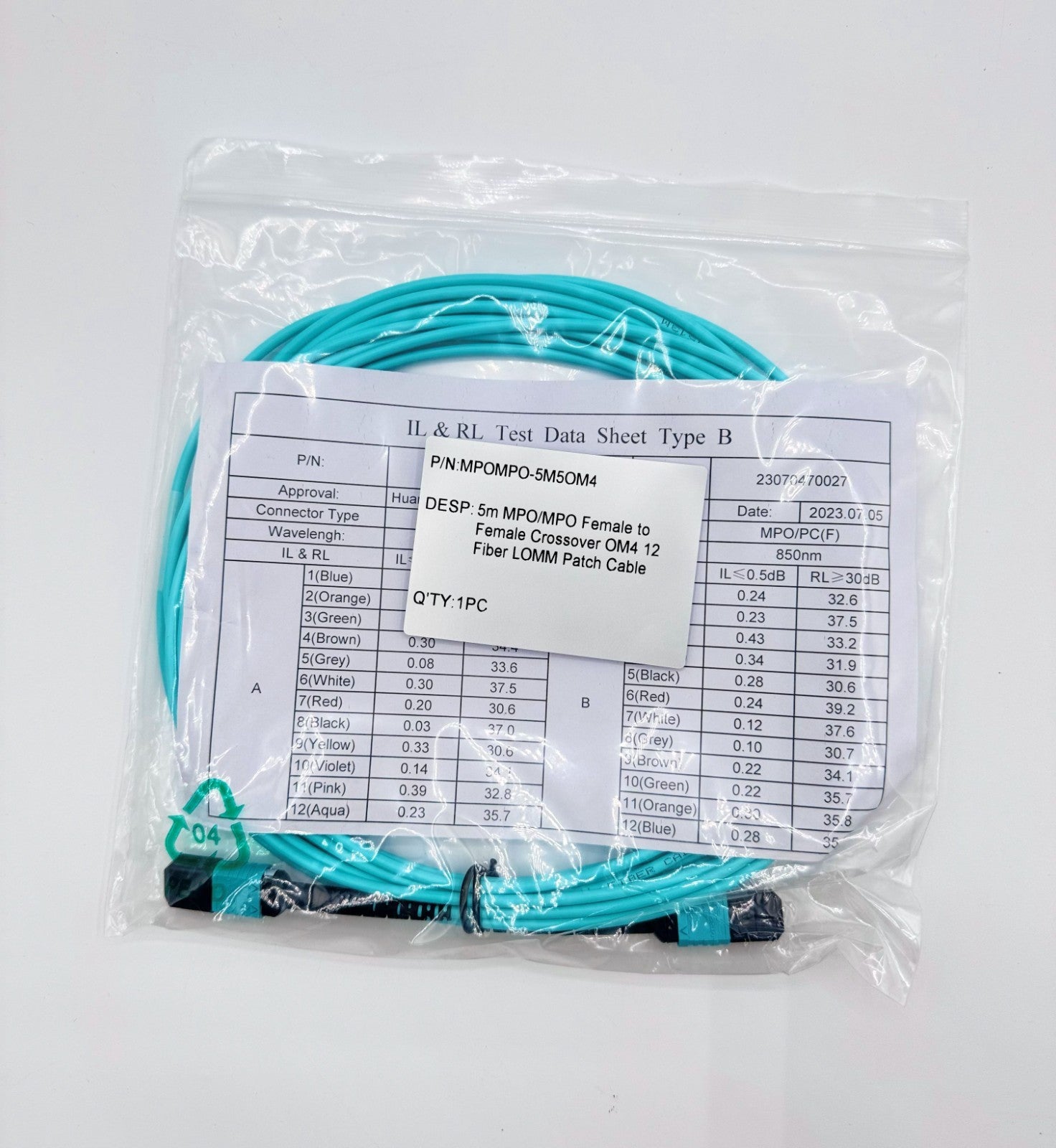 🆕 1M, 3M & 5M MPO/MPO OM4 Fiber Optic Patch Cable Female to Female Crossover 12